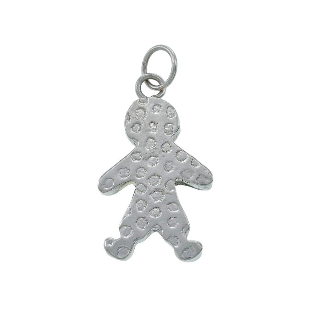 Vintage Sterling Silver 925 Textured Figure Gingerbread Pendant